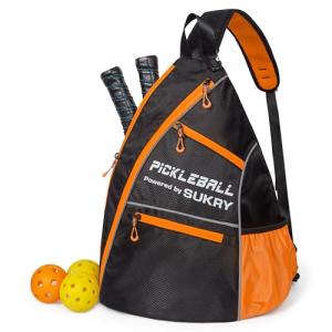 SUKRY Pickleball Bag Sling backpack with Water Bottle Holder for Men and Women Pickle ball Accessories Water-Resistant Sprot Bag