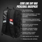 Selkirk Sport Core Line Day Backpack | Small Pickleball Bag for Women & Men | +V11 Max Polyfiber Material | Paddle Bag Fits 6 Pickle Ball Paddles, & Sport Gear, Balls & Accessories | Black