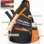 SUKRY Pickleball Bag Sling backpack with Water Bottle Holder for Men and Women Pickle ball Accessories Water-Resistant Sprot Bag