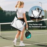 Pickleball Tote Bag with Shoe Compartment and Paddle Storage – Large Capacity Lightweight Pickleball Bag for Women & Men with Water Bottle Holder (White)