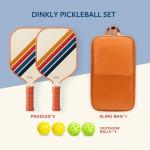 Dinkly Pickleball Paddles Set of 2, USAPA Approved Graphite/Fiberglass Pickleballs Racket, 2 Rackets, 4 Balls and 1 PU Leather Carry Bag, Pickle Ball Set for Men Women, Retro Twill