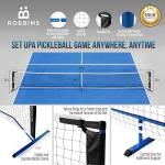 ROBBIMS Portable Pickleball Set with Net | 4 USAPA Approved Graphite Paddles, Duffle Bag, Regulation Size Pickleball Net System, Assembly Manual, 8 Outdoor Balls and Carry Bag