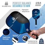 ROBBIMS Portable Pickleball Set with Net | 4 USAPA Approved Graphite Paddles, Duffle Bag, Regulation Size Pickleball Net System, Assembly Manual, 8 Outdoor Balls and Carry Bag