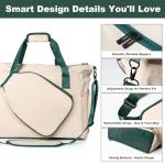 Pickleball Tote Bag with Shoe Compartment and Paddle Storage – Large Capacity Lightweight Pickleball Bag for Women & Men with Water Bottle Holder