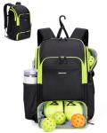 sportsnew Pickleball Bag Large Sports Pickleball Backpack with Shoe Compartment for Men Women, Black-Fluo Zip Patent Pending