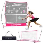 MerryMove Pickleball Rebound Net for Practice: Pink Pickleball Net Training Aid for Launcher Portable for Outdoor Backyard Driveway - Pickle Ball Gifts for Women Teens Adults