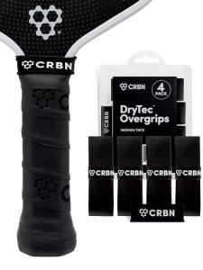 CRBN Pickleball - Drytec™ Overgrips - Pickleball Paddle Grip Tape - Absorbs Shock & Moisture - 4-Pack, Black