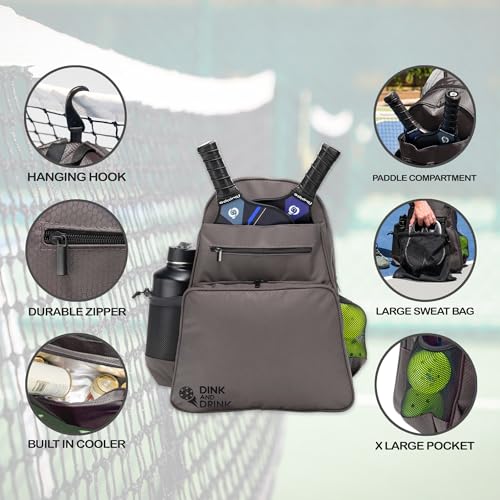 Stylish 2-In-1 Pickleball Bag with Cooler - Grey
