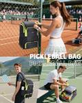 sportsnew Pickleball Bag Large Sports Pickleball Backpack with Shoe Compartment for Men Women, Black-Fluo Zip Patent Pending