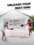 MerryMove Pickleball Rebound Net for Practice: Pink Pickleball Net Training Aid for Launcher Portable for Outdoor Backyard Driveway - Pickle Ball Gifts for Women Teens Adults