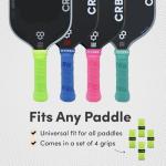 CRBN Pickleball - Drytec™ Overgrips - Pickleball Paddle Grip Tape - Absorbs Shock & Moisture - 4-Pack, Black