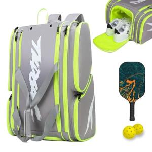 TILDOSAC Versatile Pickleball Backpack For Sport, Large Paddles Duffle Bag With Shoes Compartment For Travel (Grey)