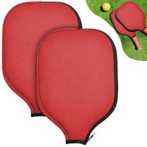 2 Pcs Pickleball Paddle Covers, Universal Case Size - 8.6 x 12.2 inches Zippered Racket Sleeve, Durable Neoprene Paddle Cover, Paddle Storage Bag for Most USAPA Standard (Black) (Black) (Red)
