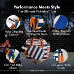 Lola Pickleball Tote Navy Stripes- Designer Series Pickleball Bag for Women and Black Cap for Women – Lightweight, Moisture-Wicking, Adjustable Hat with Embroidered Design