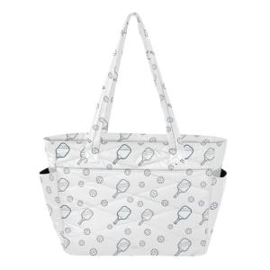 VIGTRO Pickleball Paddles Balls Women Puffer Tote Bag with Compartments, Reusable Quilted Handbag Shoulder Bag with Zipper for Travel, Work, Gym, Shopping