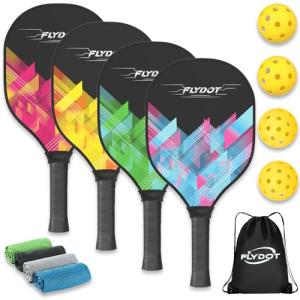 Pickleball Paddles Set of 4,USAPA Approved,4 Indoor&Outdoor Balls, Carrying Bag, 4 Cooling Towels,4 Pack Paddles,Pickleball Paddles,Gifts for Beginner&Pro