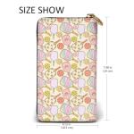 SMBOE Colorful Pickleball Paddles Balls Flower Womens Long Purse Leather Hand Wallet Zipper Travel Coin Purse Credit Card 7.5X4.1 Inch