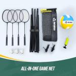 Patiassy Portable Badminton Volleyball Pickleball Net for Backyard, 17FT Combo Set with 5.1ft-7.4ft Adjustable Height for Outdoor Driveway Games, 4 Rackets, 3 Shuttlecocks, 1 Ball and Carry Bag