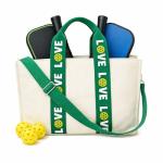 Pickleball Tote Bag Large Capacity Canvas Court Bag Two Zipper Pockets, Stylish Gift for Pickleball Enthusiasts - Ideal Captain Gift! Adjustable Shoulder Strap Sport Utility Bag
