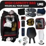 LOB Pickleball Bags for women men Tote Carry Bag with Bottle Holders, Fits 2 Paddles, 2pc Accessories (Pouch, Mesh Ball Bag), Durable Lightweight, Black