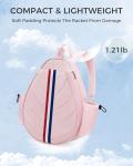 TBTOTRA Tennis Bag, Water Resistant Tennis Backpack for Women Men, Quilted Crossbody Sling Design for Tennis, Pickleball, Badminton Rackets, Pink