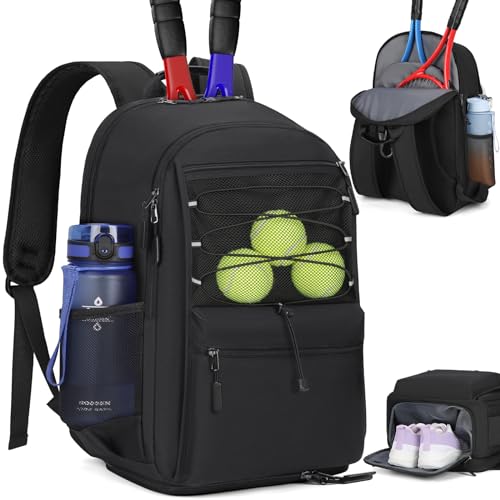 IGOLUMON Large Tennis Backpack with Insulated Pocket - Black