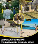 VSSAL 3-in-1 Portable Badminton, Volleyball & Pickleball Net Set for Adults, Adjustable Height 34"–10 ft for Backyards or Beach, Outdoor Sports Combo with Carry Bag, Rackets, Paddles & Balls (10 ft)