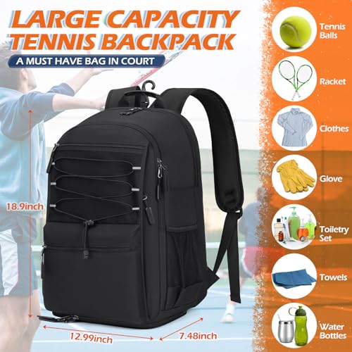 IGOLUMON Large Tennis Backpack with Insulated Pocket - Black