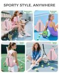 TBTOTRA Tennis Bag, Water Resistant Tennis Backpack for Women Men, Quilted Crossbody Sling Design for Tennis, Pickleball, Badminton Rackets, Pink