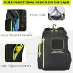 HAMBOLY Pickleball Bag for Men & Women, Large Pickleball Backpack with Shoes Compartment and Cooler, Fence Hook Design (Black + Green)