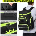 HAMBOLY Pickleball Bag for Men & Women, Large Pickleball Backpack with Shoes Compartment and Cooler, Fence Hook Design (Black + Green)