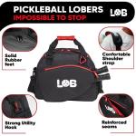 LOB Pickleball Bags for women men Tote Carry Bag with Bottle Holders, Fits 2 Paddles, 2pc Accessories (Pouch, Mesh Ball Bag), Durable Lightweight, Black