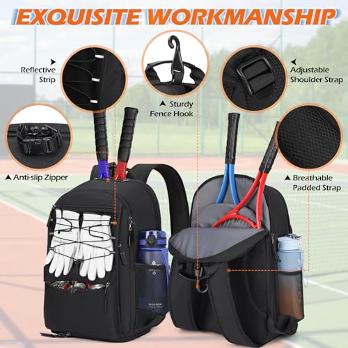IGOLUMON Large Tennis Backpack with Insulated Pocket - Black