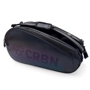 CRBN Pickleball - Pro Team Tour Pickleball Paddle Bag with Built-in Zip-Off Sling Bag - Padded Side Pockets for 6 Paddles, Shoes & More (Black/Pearl)