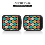 2-Pack Retro Pickleball Print Neoprene Luggage Handle Wraps,Travel Accessories for Suitcases,Bags