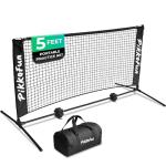 PIKKOFUN Mini Pickleball Net (5 FT Wide), Small Portable Dink Practice Net for Indoor & Outdoor, 60-Second Tool-Free Setup, Carry Bag Included, Pickleball Gifts for Women & Men, Black Net