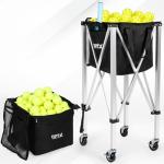 RPTX Pickleball Cart | Tennis Ball Hopper | 150 Ball Capacity | Multiple Storage Pockets | Carrying Bag | Lightweight & Portable | Coaching Cart for Practice & Training
