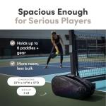 CRBN Pickleball - Pro Team Tour Pickleball Paddle Bag with Built-in Zip-Off Sling Bag - Padded Side Pockets for 6 Paddles, Shoes & More (Black/Pearl)