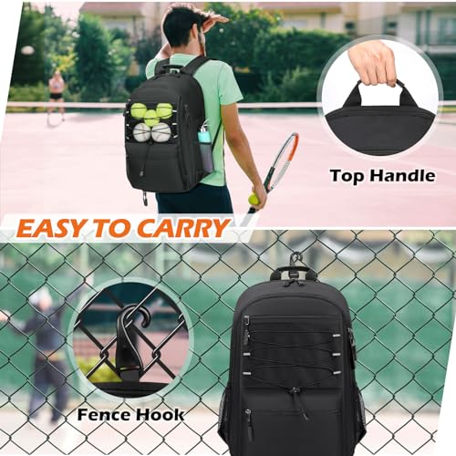 IGOLUMON Large Tennis Backpack with Insulated Pocket - Black
