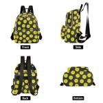 JHKKU Yellow Pickleballs Women's Quilted Backpack Casual Lightweight Backpack Purse Ladies Fashion Travel Handbag Shoulder Bags S
