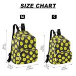 JHKKU Yellow Pickleballs Women's Quilted Backpack Casual Lightweight Backpack Purse Ladies Fashion Travel Handbag Shoulder Bags S