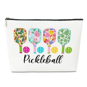 JioJio Chan Pickleball Lover Gift Makeup Bag, Pickleball Player Stuff, Thank You, Birthday Gifts for Women, Coach, Sister, Teen, Daughter, Bff, PU Leather Makeup Cosmetic Bag