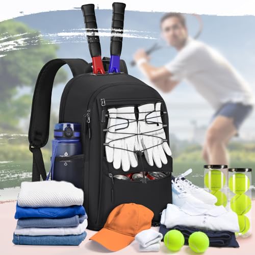 IGOLUMON Large Tennis Backpack with Insulated Pocket - Black