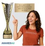 Large Custom Trophy Cup 14” Tall - Customized Engraved Gold & Silver Award for Soccer, Golf, Basketball, Baseball, Pickleball, Cornhole, MVP or First Place - Football Trophy with Personalized Plate