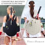 VIGEGARI Quilted Tennis Bag for Women – Tennis Backpack & Crossbody Sling | Holds 2 Rackets or 3 Pickleball Paddles | Lightweight Badminton Racket Bag, Tennis Tote & Sports Backpack