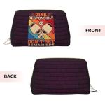 FAIOJA Dink Responsibly Don't Get Smashed Pickleball PVC Leather Clutch Zipper Makeup Bag For Women (Large) Portable Toiletry Bag With Divided Pockets Travel Storage Pouch