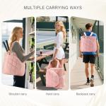CCGTIOR 2-in-1 Tennis Tote Bag & Tennis Racket Backpack – Extra-Large Quilted Pickleball Racquet Bags, Water-Resistant & Lightweight for Men & Women (Pink)