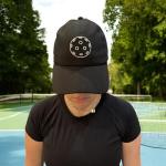Lola Pickleball Tote Black Ivory- Designer Series Pickleball Bag for Women and Black Cap for Women – Lightweight, Moisture-Wicking, Adjustable Hat with Embroidered Design