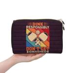 FAIOJA Dink Responsibly Don't Get Smashed Pickleball PVC Leather Clutch Zipper Makeup Bag For Women (Large) Portable Toiletry Bag With Divided Pockets Travel Storage Pouch