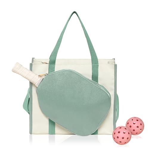 Mini Momo Durable Pickleball Tote Bag with Large Capacity & Adjustable Crossbody Strap (Mint)